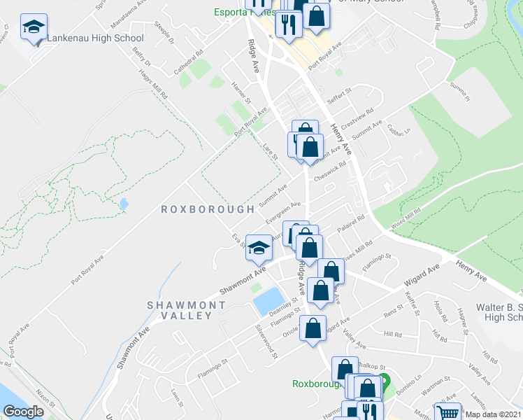 map of restaurants, bars, coffee shops, grocery stores, and more near 465 Summit Avenue in Philadelphia