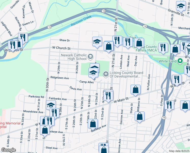 map of restaurants, bars, coffee shops, grocery stores, and more near 130 Green Wave Drive in Newark