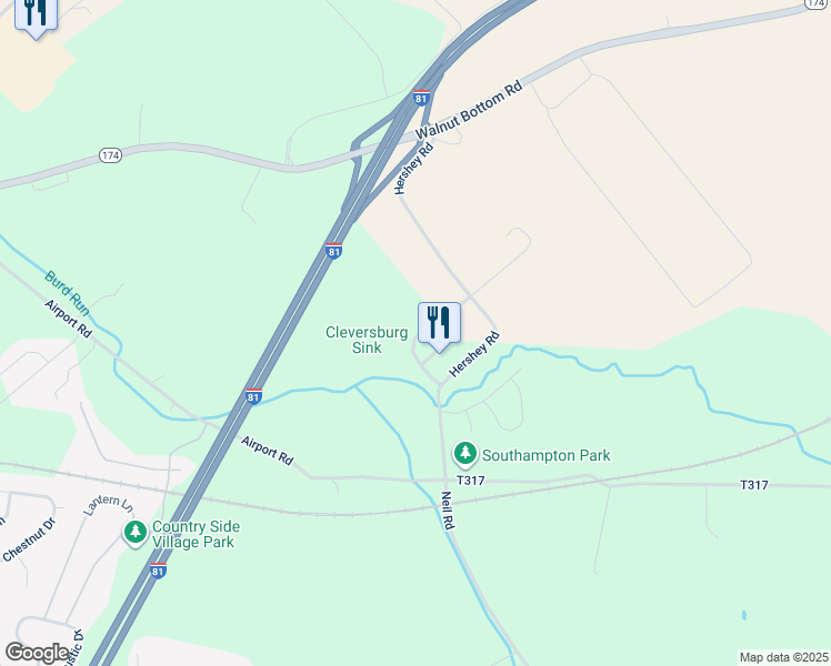 map of restaurants, bars, coffee shops, grocery stores, and more near 39 Thompson Creek Drive in Shippensburg