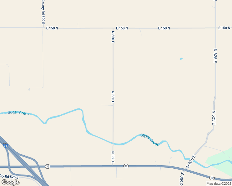 map of restaurants, bars, coffee shops, grocery stores, and more near 1032 North 550 East in Crawfordsville