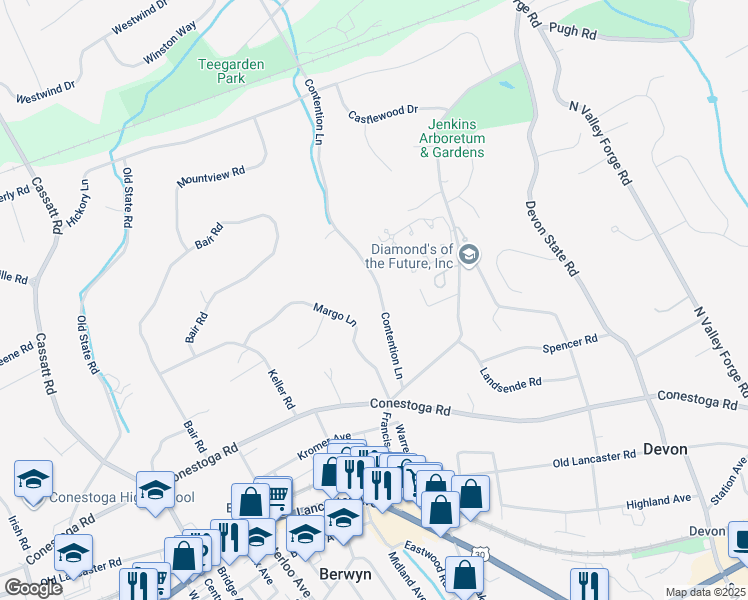 map of restaurants, bars, coffee shops, grocery stores, and more near 1 Lfleur in Devon