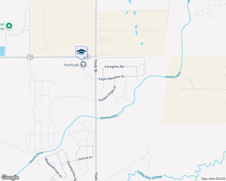 map of restaurants, bars, coffee shops, grocery stores, and more near 3748 Golden Eagle Dr in Dacono