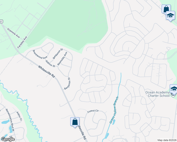 map of restaurants, bars, coffee shops, grocery stores, and more near 3242 Gemstone Lane in Toms River