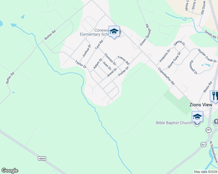 map of restaurants, bars, coffee shops, grocery stores, and more near 965 Rachel Drive in York