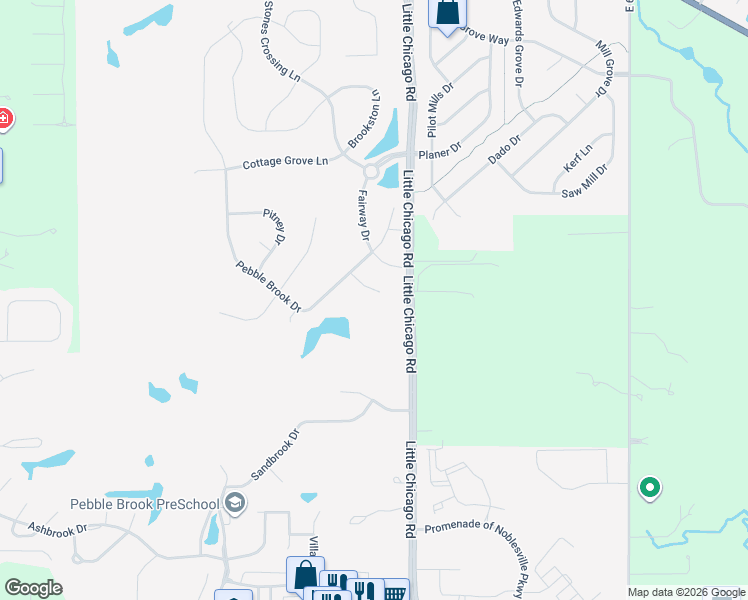 map of restaurants, bars, coffee shops, grocery stores, and more near 330 Pebble Brook Drive in Noblesville