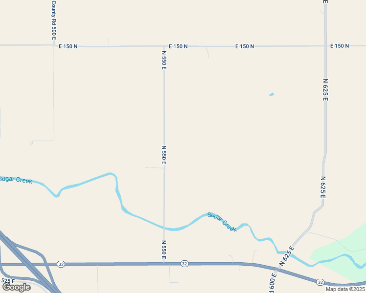 map of restaurants, bars, coffee shops, grocery stores, and more near 1032 North 550 East in Crawfordsville