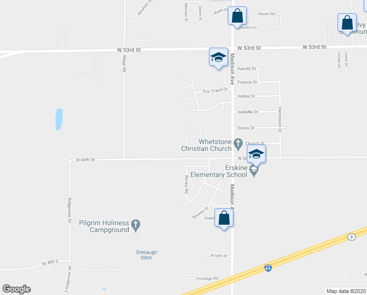 map of restaurants, bars, coffee shops, grocery stores, and more near 5919 Granite Drive in Anderson