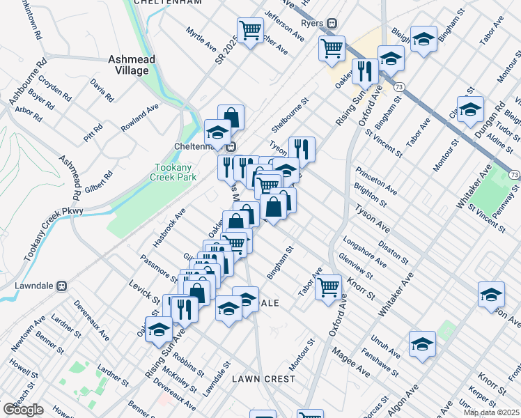 map of restaurants, bars, coffee shops, grocery stores, and more near 433 Knorr Street in Philadelphia