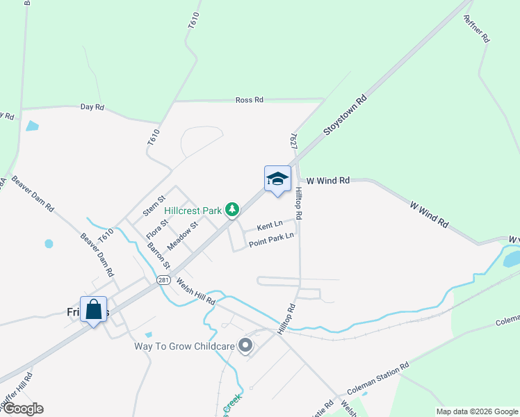map of restaurants, bars, coffee shops, grocery stores, and more near 2348 Stoystown Road in Friedens