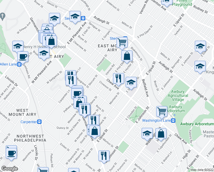 map of restaurants, bars, coffee shops, grocery stores, and more near 246 East Springer Street in Philadelphia