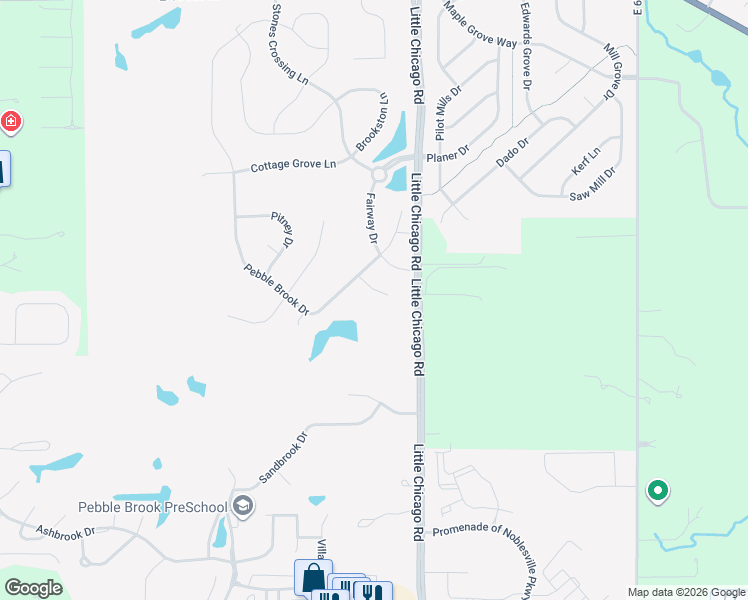 map of restaurants, bars, coffee shops, grocery stores, and more near 330 Pebble Brook Drive in Noblesville