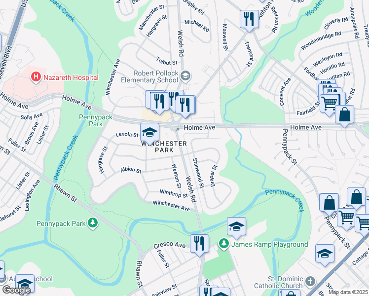 map of restaurants, bars, coffee shops, grocery stores, and more near 3019 Welsh Rd in Philadelphia