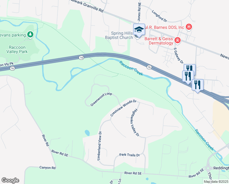 map of restaurants, bars, coffee shops, grocery stores, and more near 481 Greenwood Loop in Newark