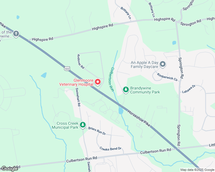 map of restaurants, bars, coffee shops, grocery stores, and more near 12 Andover Road in Glenmoore