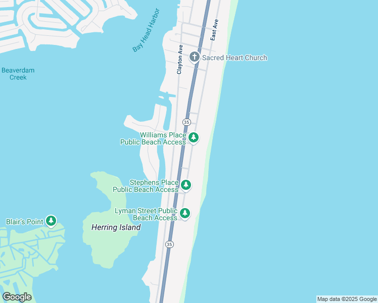 map of restaurants, bars, coffee shops, grocery stores, and more near 949 East Avenue in Mantoloking