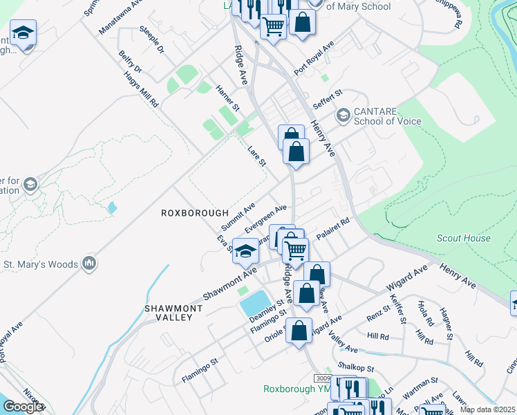 map of restaurants, bars, coffee shops, grocery stores, and more near 479 Summit Avenue in Philadelphia