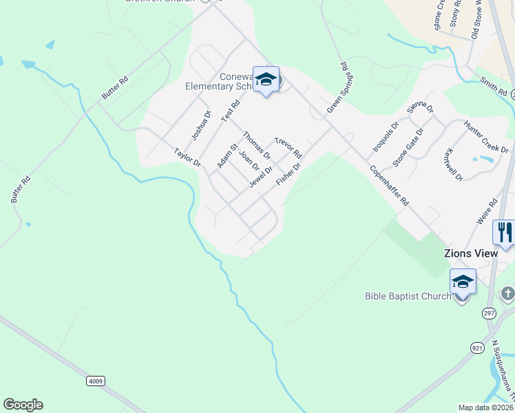 map of restaurants, bars, coffee shops, grocery stores, and more near 965 Rachel Drive in York