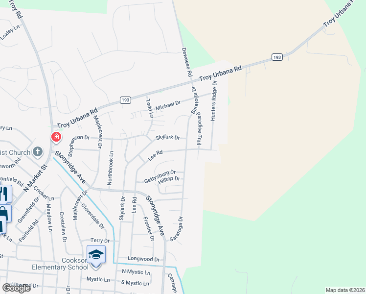 map of restaurants, bars, coffee shops, grocery stores, and more near 1655 Saratoga Drive in Troy