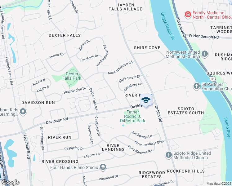 map of restaurants, bars, coffee shops, grocery stores, and more near 4933 McPartlan Court in Columbus