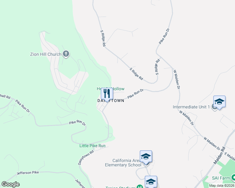 map of restaurants, bars, coffee shops, grocery stores, and more near 570 Pike Run Drive in California