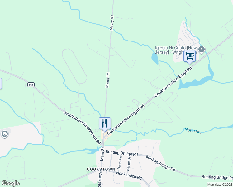 map of restaurants, bars, coffee shops, grocery stores, and more near 295 Meany Road in Wrightstown