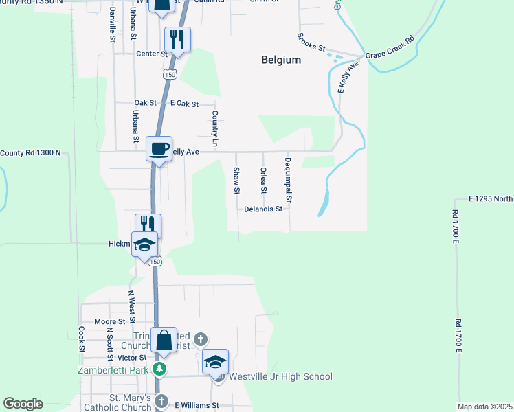 map of restaurants, bars, coffee shops, grocery stores, and more near 41 Shaw Street in Westville