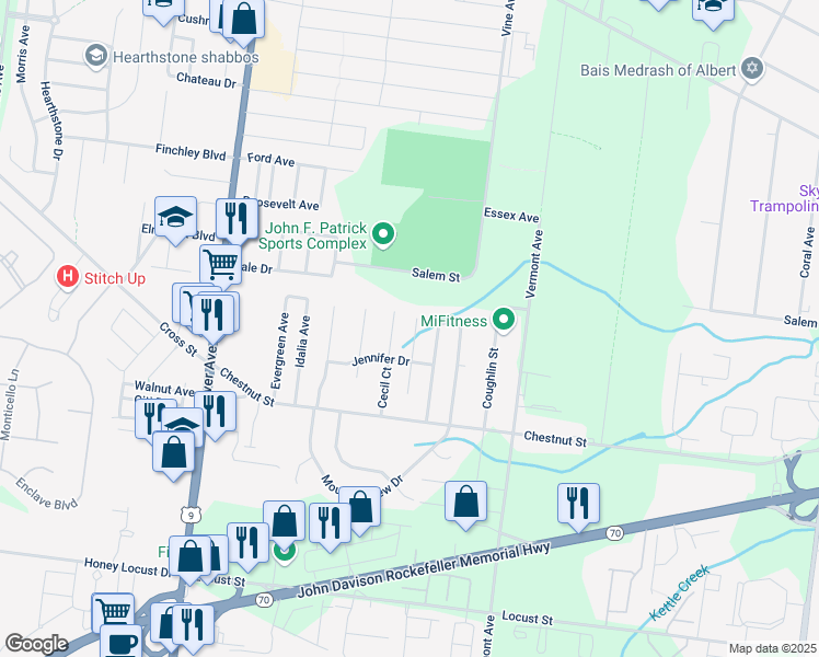 map of restaurants, bars, coffee shops, grocery stores, and more near 1150 Anthony Court in Lakewood