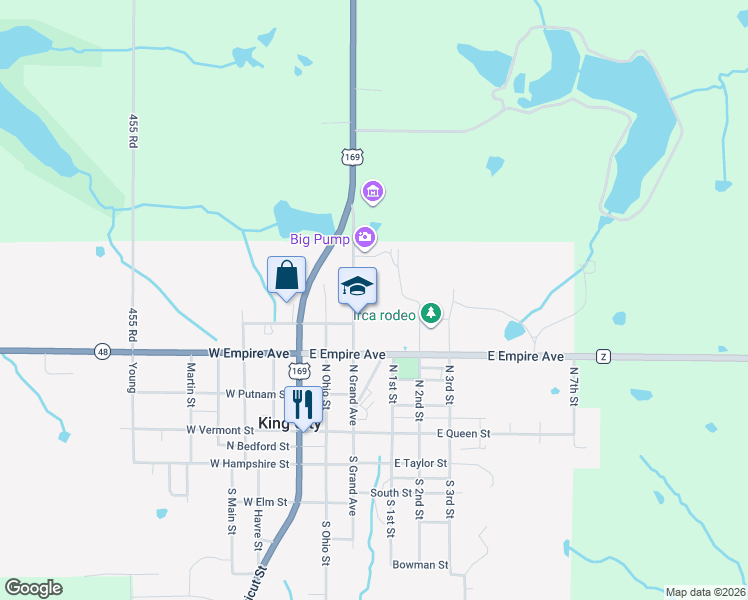 map of restaurants, bars, coffee shops, grocery stores, and more near 300 North Grand Avenue in King City