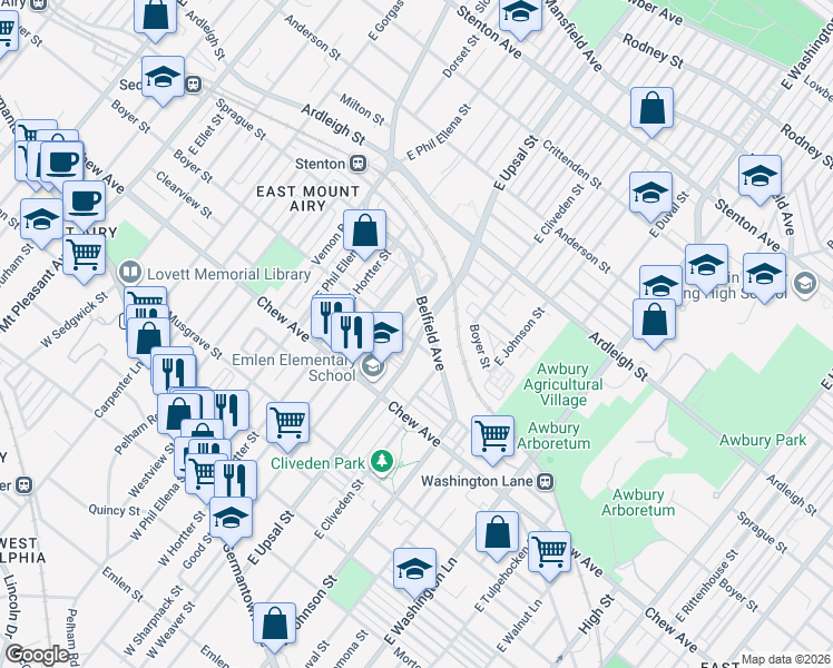 map of restaurants, bars, coffee shops, grocery stores, and more near 421 East Sharpnack Street in Philadelphia