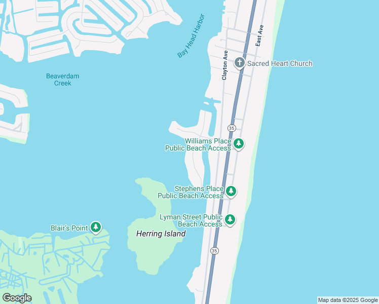 map of restaurants, bars, coffee shops, grocery stores, and more near 948 Lagoon Lane South in Mantoloking
