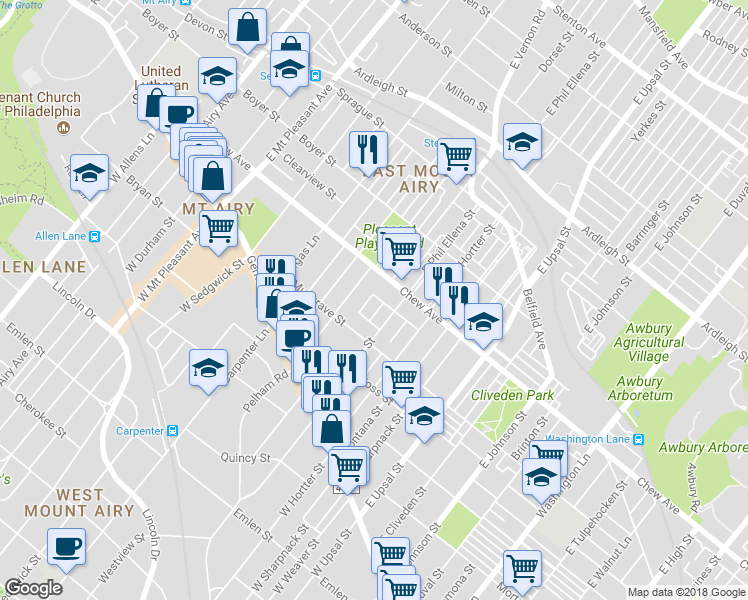 map of restaurants, bars, coffee shops, grocery stores, and more near 244 Dorset Street in Philadelphia