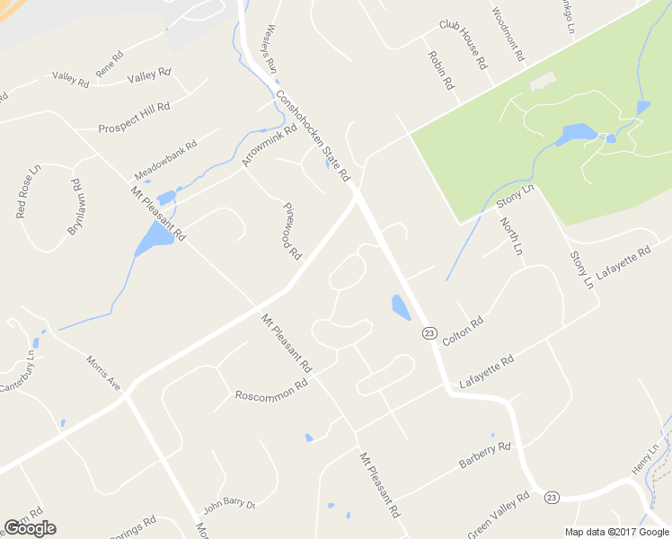 map of restaurants, bars, coffee shops, grocery stores, and more near 1258 Round Hill Road in Bryn Mawr