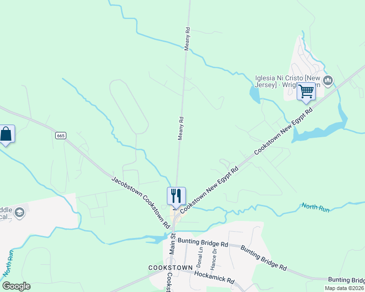 map of restaurants, bars, coffee shops, grocery stores, and more near 295 Meany Road in Wrightstown