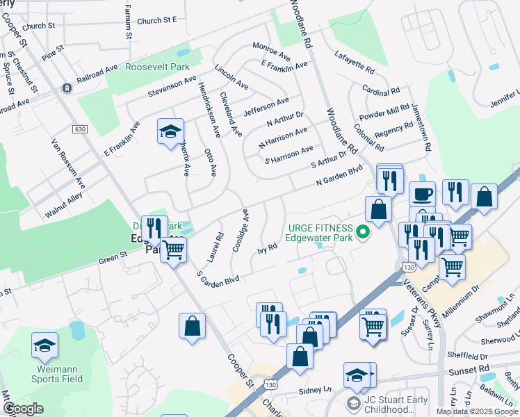 map of restaurants, bars, coffee shops, grocery stores, and more near in Beverly