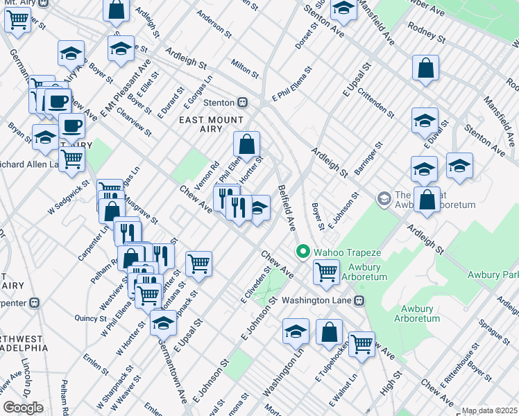 map of restaurants, bars, coffee shops, grocery stores, and more near 359 East Sharpnack Street in Philadelphia