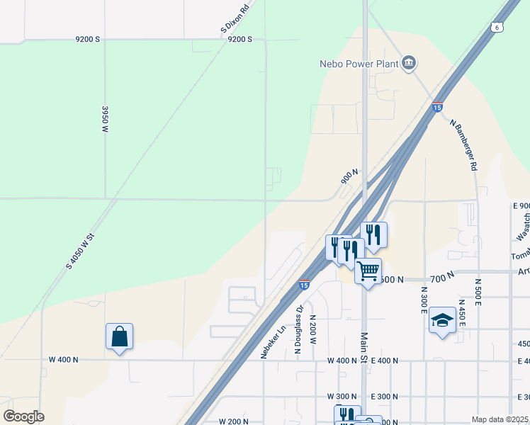 map of restaurants, bars, coffee shops, grocery stores, and more near 9601 South 3550 West Street in Payson