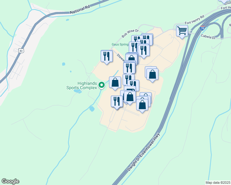map of restaurants, bars, coffee shops, grocery stores, and more near 620 Cabela Drive in Triadelphia