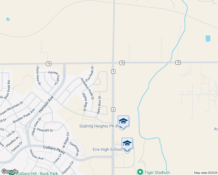 map of restaurants, bars, coffee shops, grocery stores, and more near 3449-3999 County Road 5 in Erie