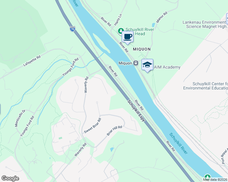map of restaurants, bars, coffee shops, grocery stores, and more near 1930 Lafayette Road in Gladwyne
