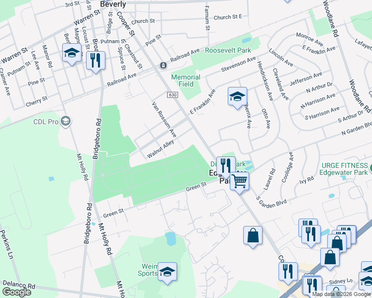map of restaurants, bars, coffee shops, grocery stores, and more near 1010 Van Rossum Avenue in Beverly