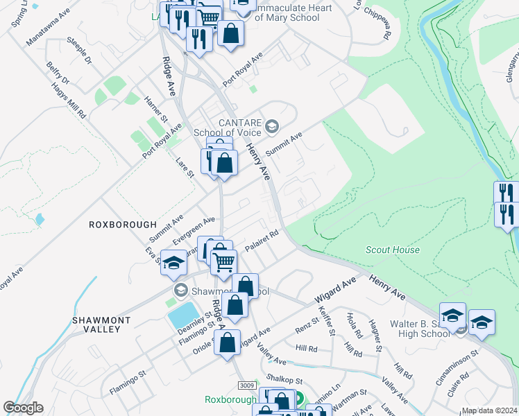 map of restaurants, bars, coffee shops, grocery stores, and more near Unnamed Road in Philadelphia