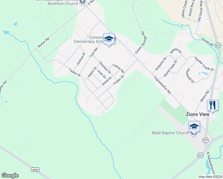 map of restaurants, bars, coffee shops, grocery stores, and more near 250 Fisher Drive in York