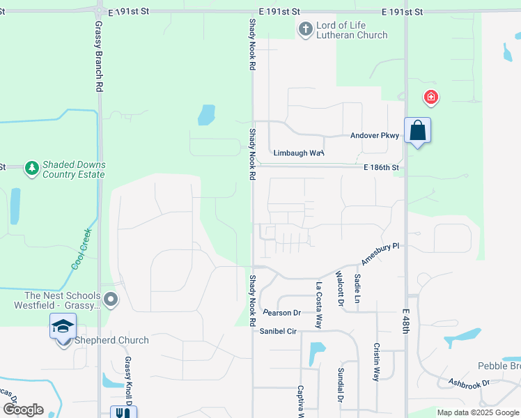 map of restaurants, bars, coffee shops, grocery stores, and more near 4044 Storrow Way in Noblesville