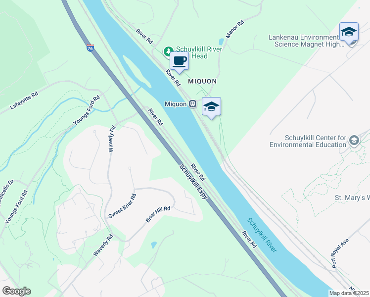 map of restaurants, bars, coffee shops, grocery stores, and more near 238 River Road in Gladwyne
