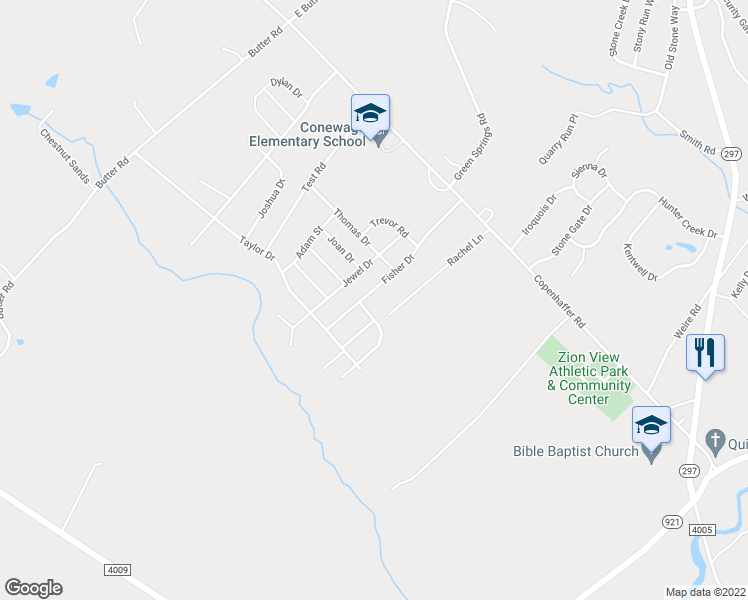 map of restaurants, bars, coffee shops, grocery stores, and more near 320 Fisher Drive in York