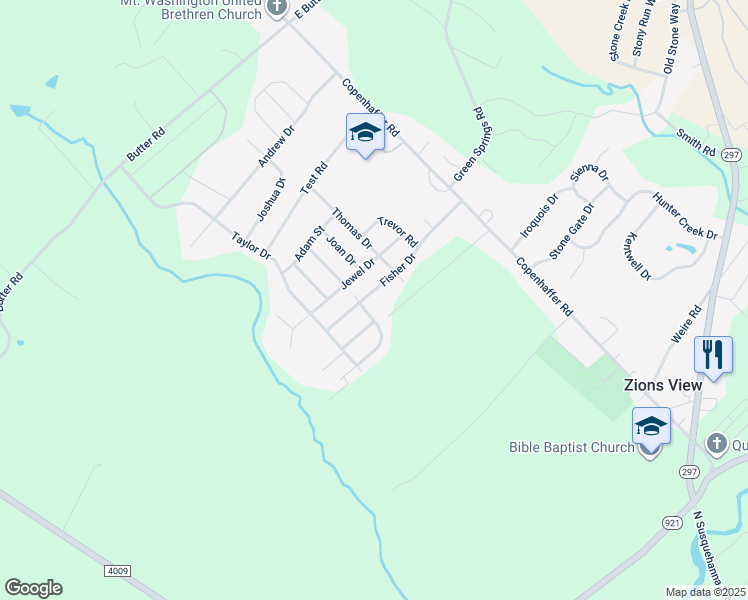 map of restaurants, bars, coffee shops, grocery stores, and more near 320 Fisher Drive in York