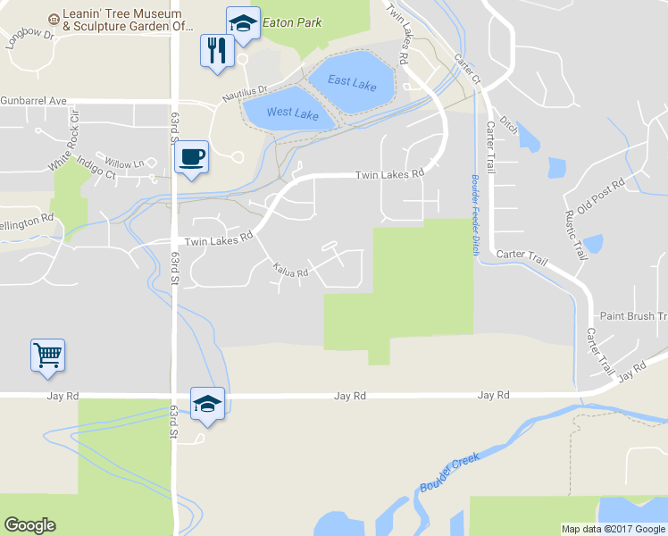 map of restaurants, bars, coffee shops, grocery stores, and more near 4476 Galley Court in Boulder