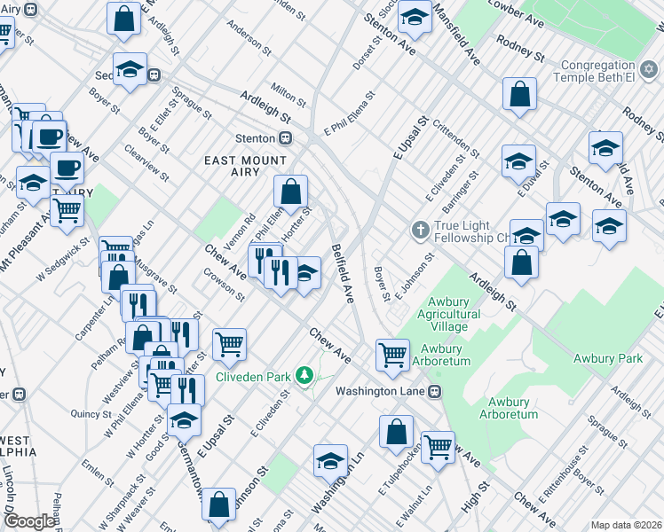 map of restaurants, bars, coffee shops, grocery stores, and more near 421 East Sharpnack Street in Philadelphia