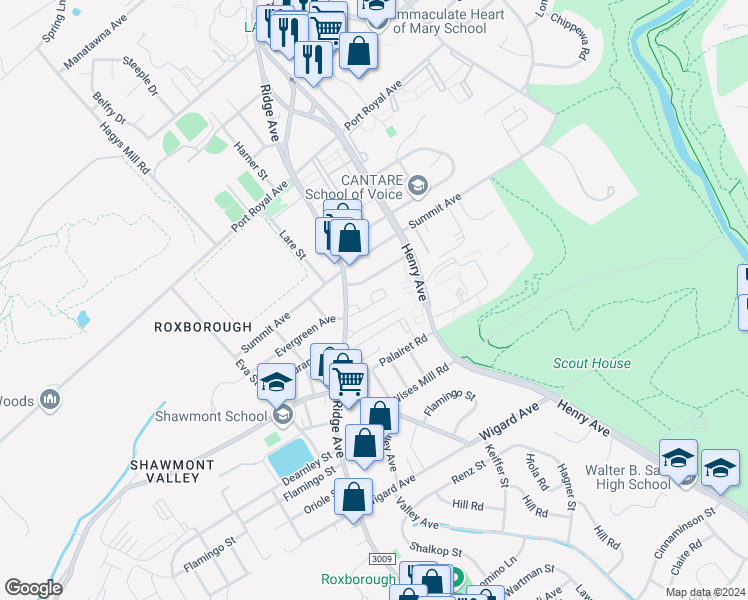 map of restaurants, bars, coffee shops, grocery stores, and more near Unnamed Road in Philadelphia