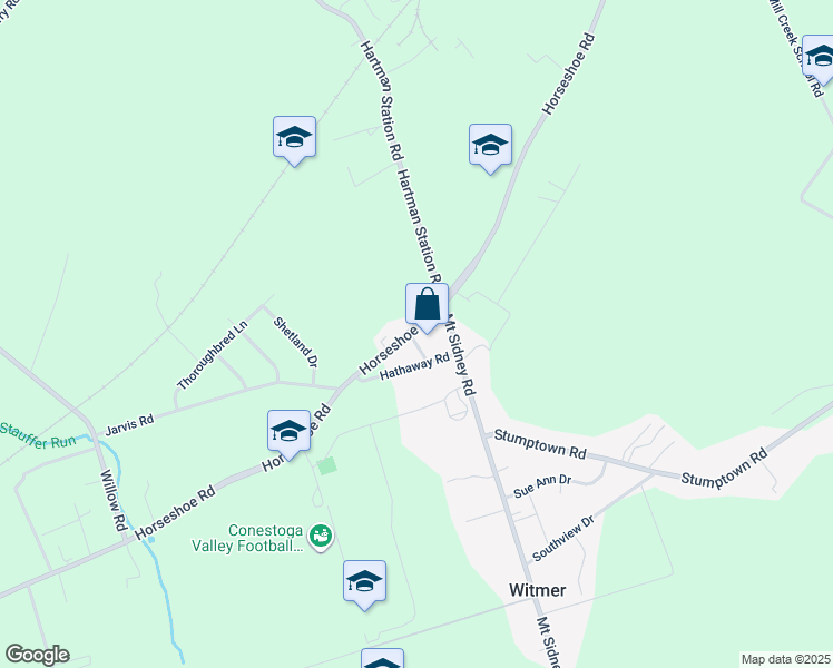map of restaurants, bars, coffee shops, grocery stores, and more near 2204 Horseshoe Road in Lancaster